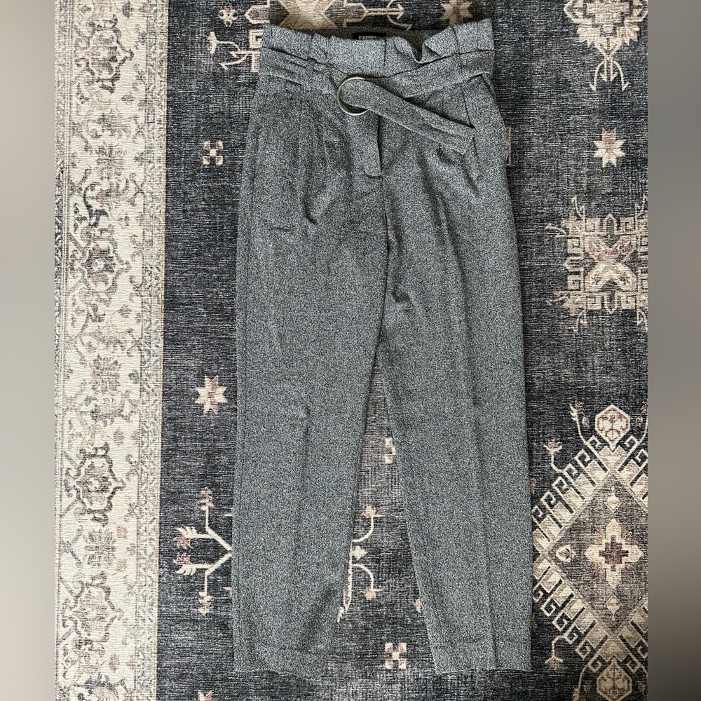 Grey textured slacks from Express.